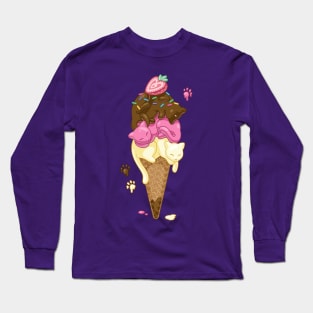 Triple Scoop Kitty Cone Long Sleeve T-Shirt